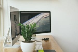 Monitors on a desk