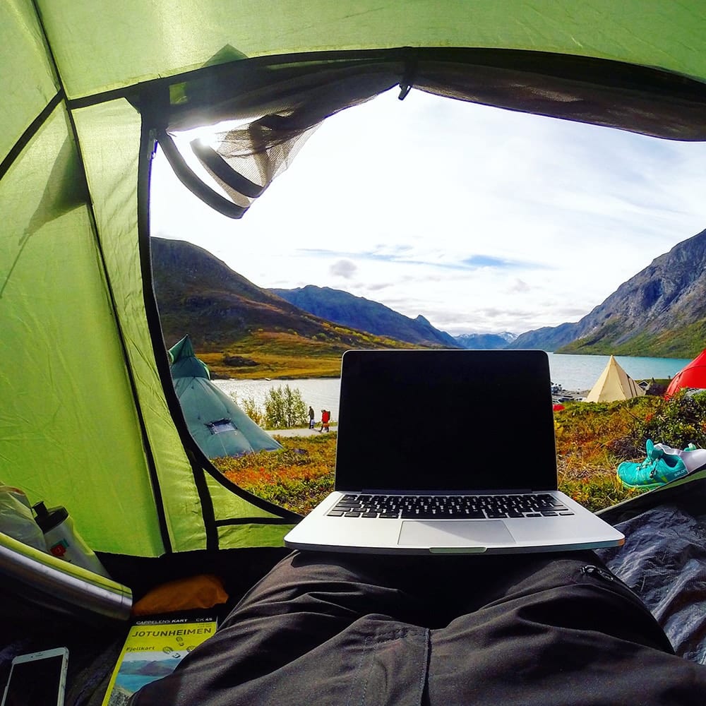 Laptop while camping
