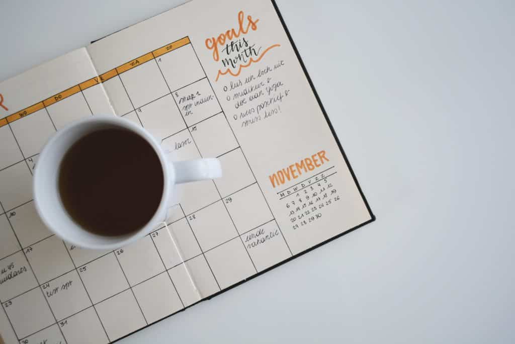 Coffee mug and calendar