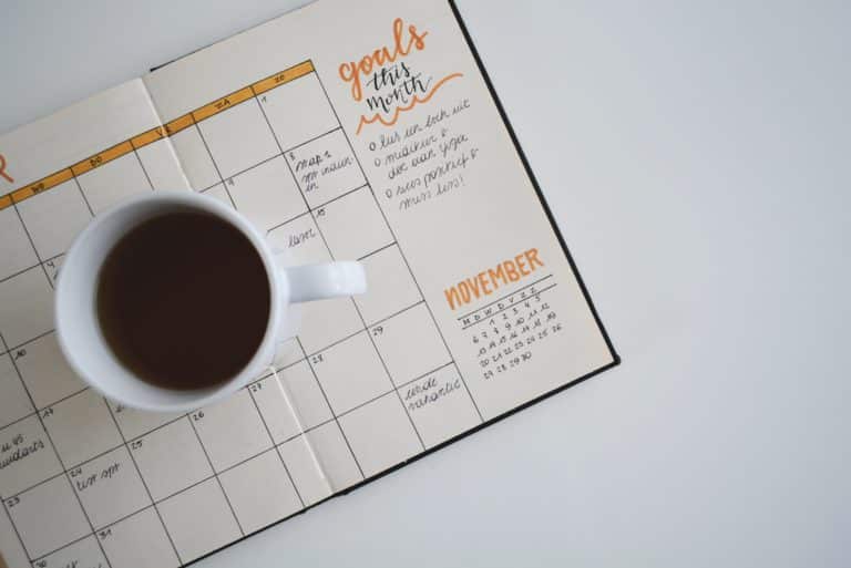 Coffee mug and calendar