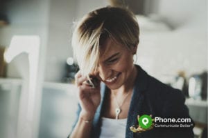 Woman using call transfer