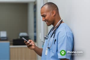 nurse using hipaa compliant phone