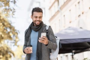 Business man on a mobile phone.