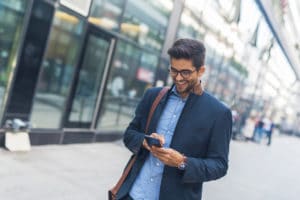 Business man on a mobile phone.