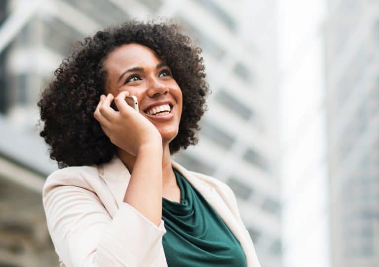 Woman makes a phone call