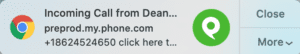 chrome call notification