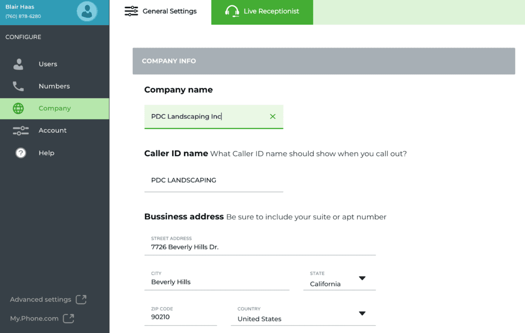 General settings