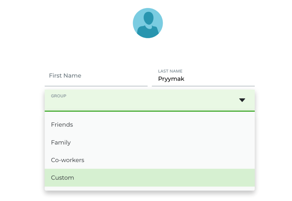 Group field drop-down