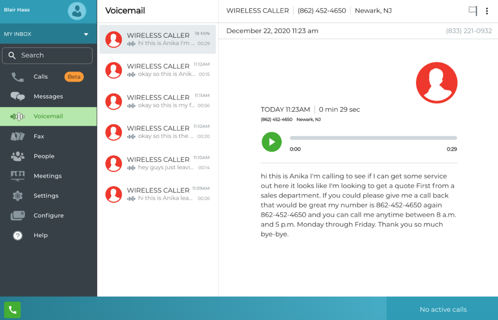 Voice mail messages