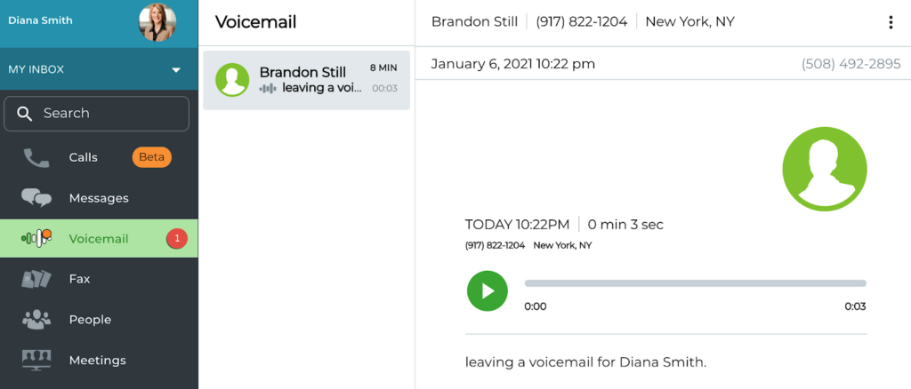 Bold voicemail message