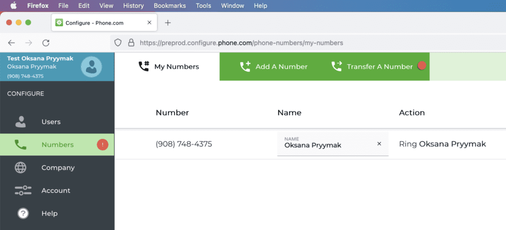 transfer a number