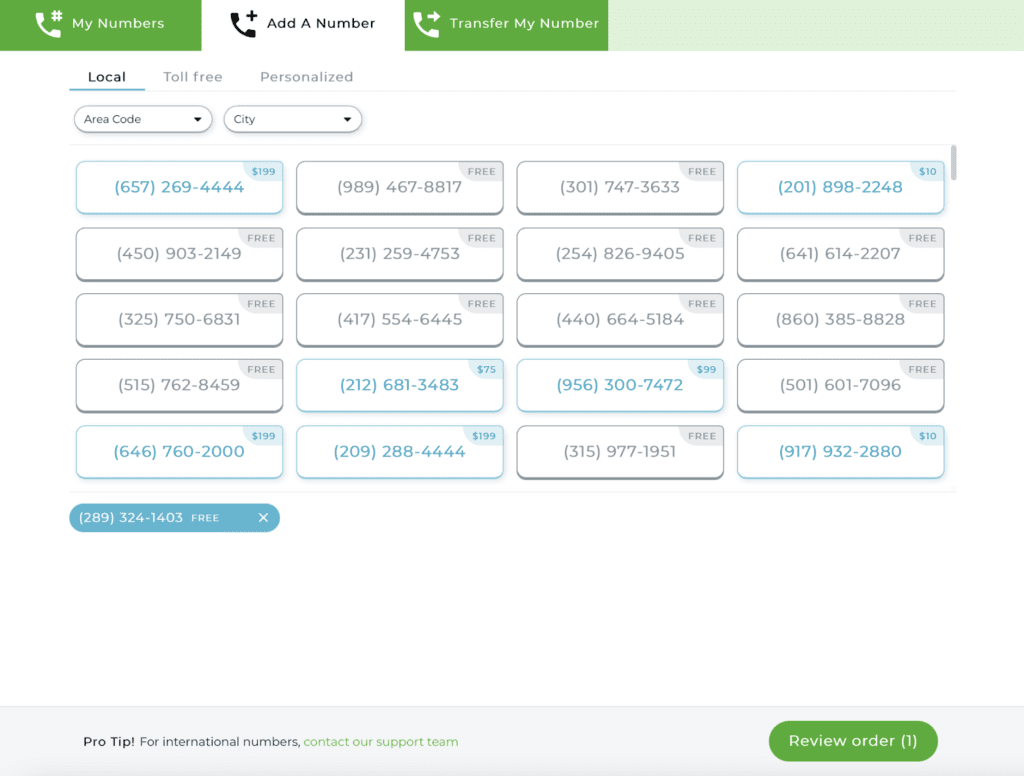 Reserve multiple phone numbers