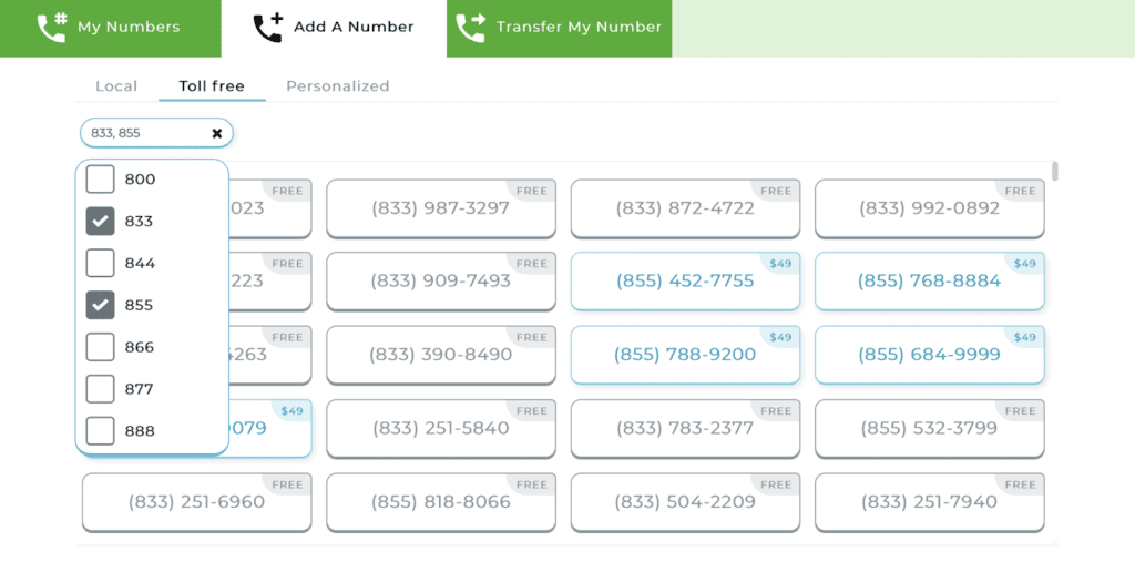 Add a toll-free number