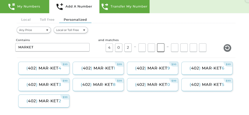 Add a custom phone number