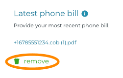 Transfer Remove Bill Screen