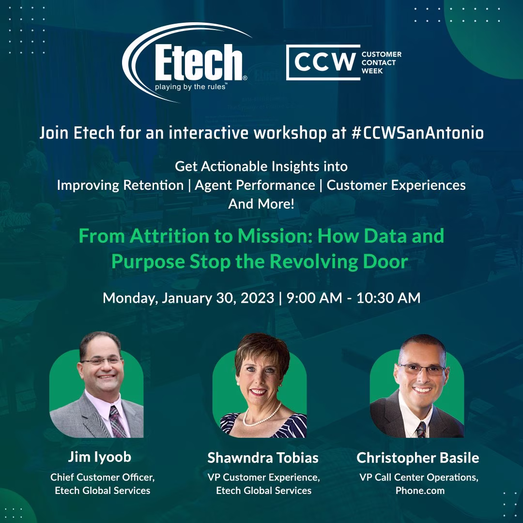 Join our VP Chris Basile at Customer Contact Week Jan 30th & Learn How Data and Purpose Stop the Revolving Door