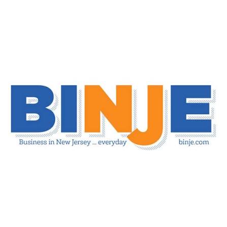 BINJE logo in blue and orange.